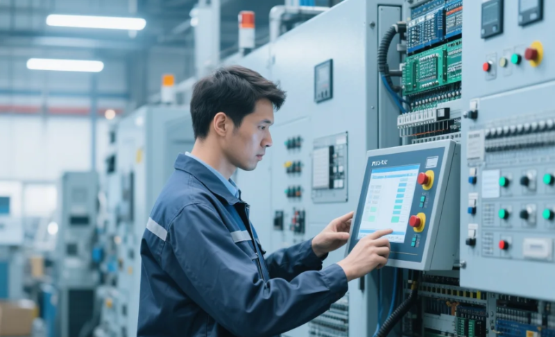 操作工正在操作自動化設(shè)備